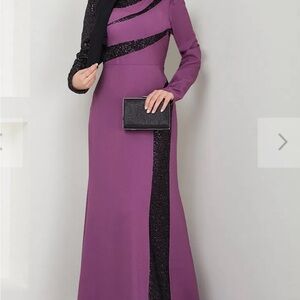 Elegant Purple and Black Women's Dress